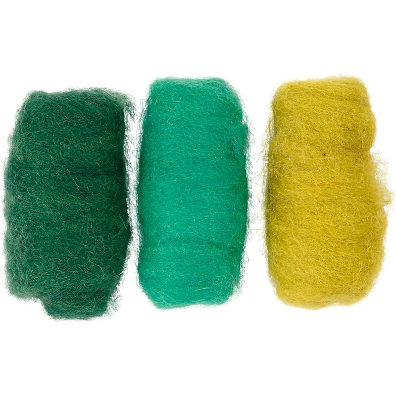 Wolle Kardiert, Harmonie in Grün-Türkis, 3x10 g/ 1 Pck [HOB-45336]