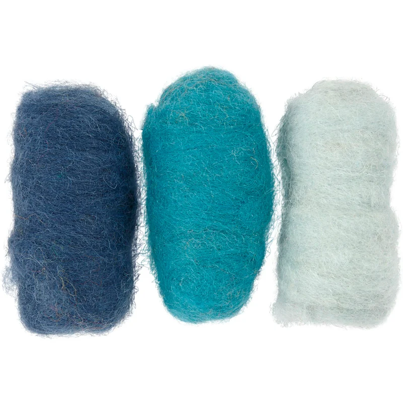 Kardierte Wolle , Harmonie in Blau, 3x10 g/ 1 Pck [HOB-45335]