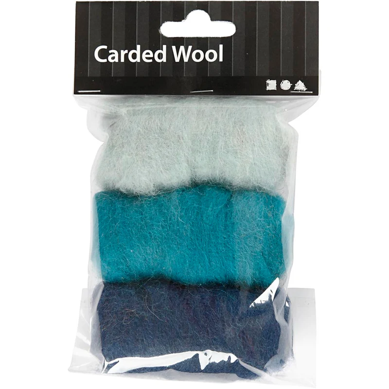 Kardierte Wolle , Harmonie in Blau, 3x10 g/ 1 Pck [HOB-45335]