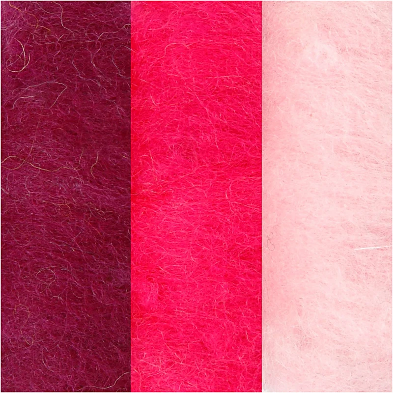 Wolle Kardiert, Harmonie in Lila-Pink, 3x10g/ 1 Pck [HOB-45334]