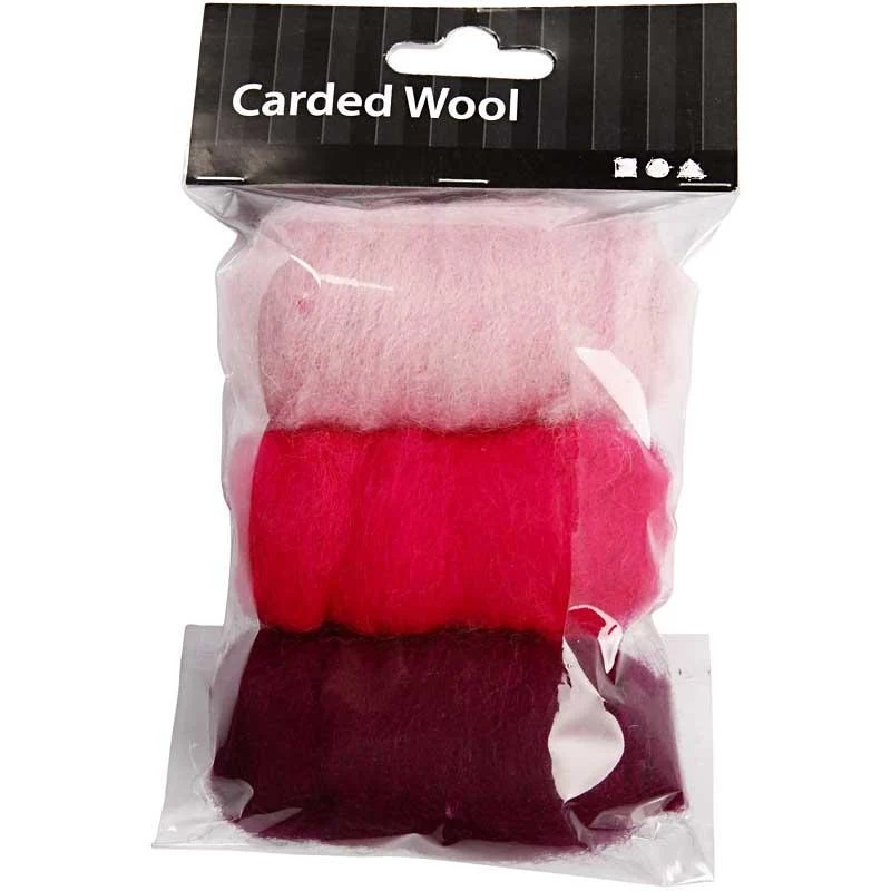 Wolle Kardiert, Harmonie in Lila-Pink, 3x10g/ 1 Pck [HOB-45334]