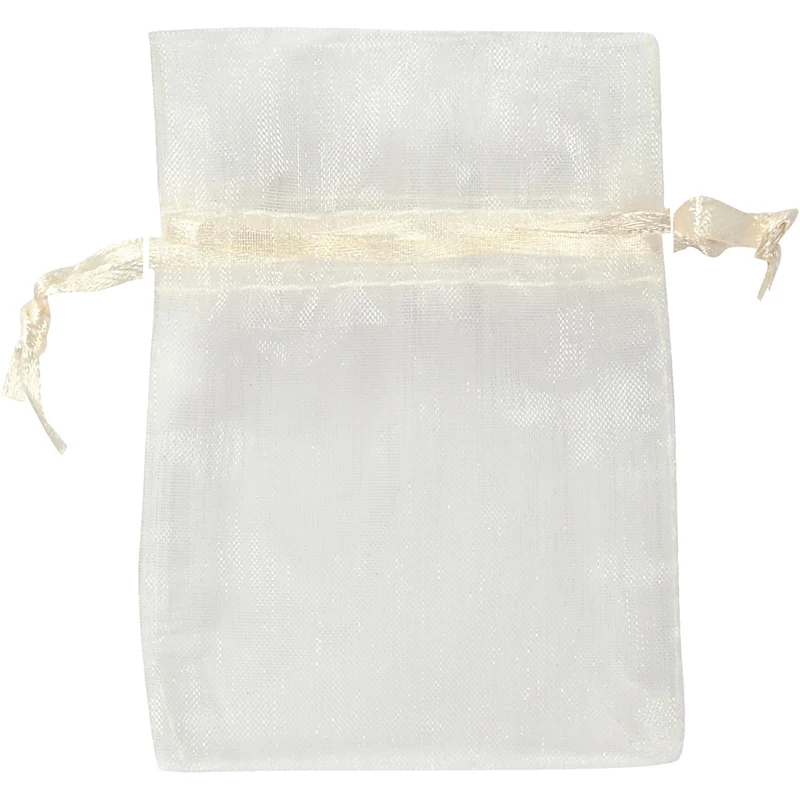 Organza-Beutel, Größe 7x10 cm, Naturweiß, 10 Stk/ 1 Pck [HOB-47429]