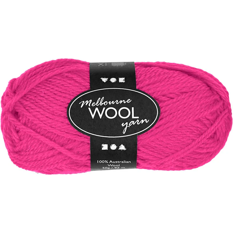 Melbourne Wool Yarn, L 92 M, Neonpink, 50 g/ 1 Knäuel [HOB-44709]