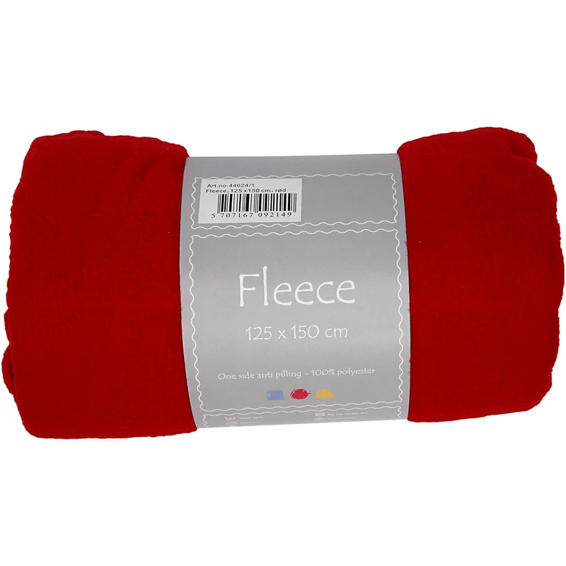Fleece, L 125 cm, B 150 cm, 200 g, Rot, 1 Stk [HOB-44624]