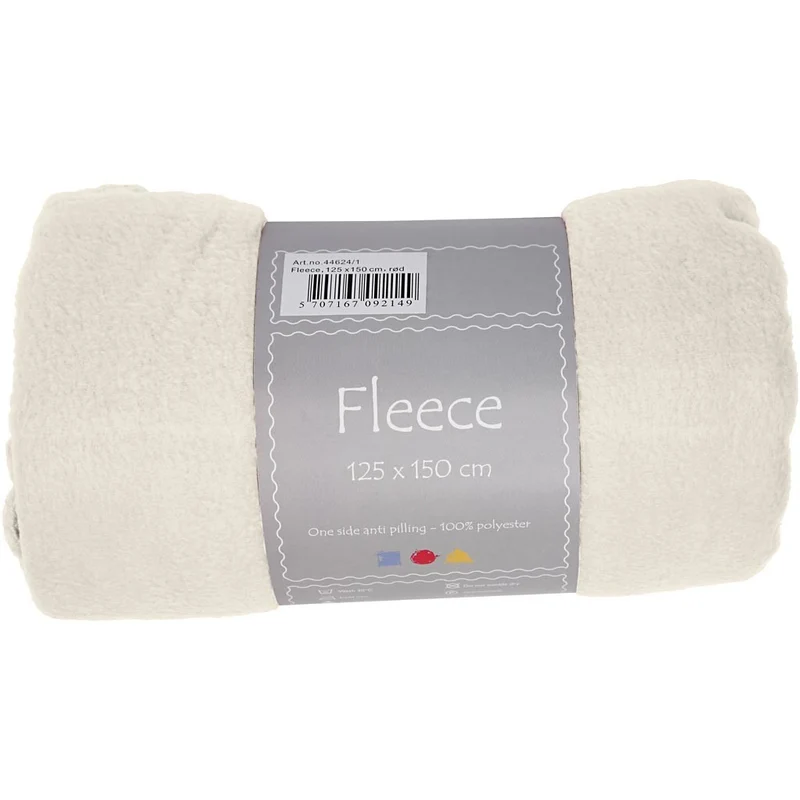 Fleece, L 125 cm, B 150 cm, 200 g, Naturweiß, 1 Stk [HOB-44620]