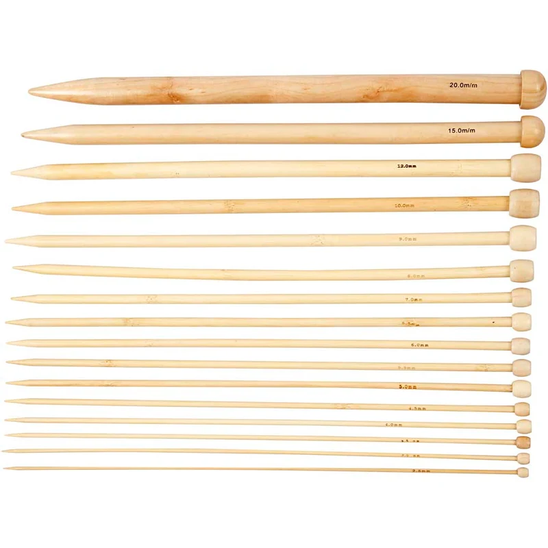 Stricknadeln, L 35 cm, Größe 2,5-20 mm, 16 Paar/ 1 Pck [HOB-42267]