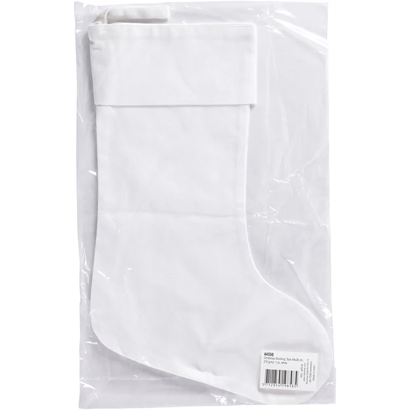 Weihnachtsstrumpf, H 40 cm, B 26 cm, 210 g, Weiß, 1 Stk [HOB-44598]
