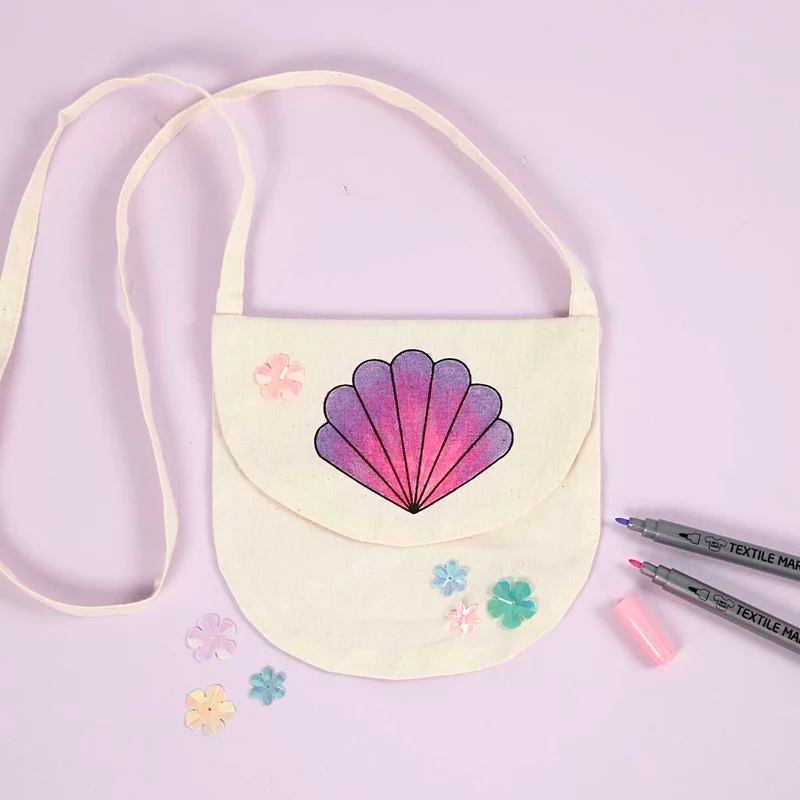 Schultertasche, Muschel, Größe 15x14 cm, 110 g, Hellnatur, 1 Stk [HOB-44552]