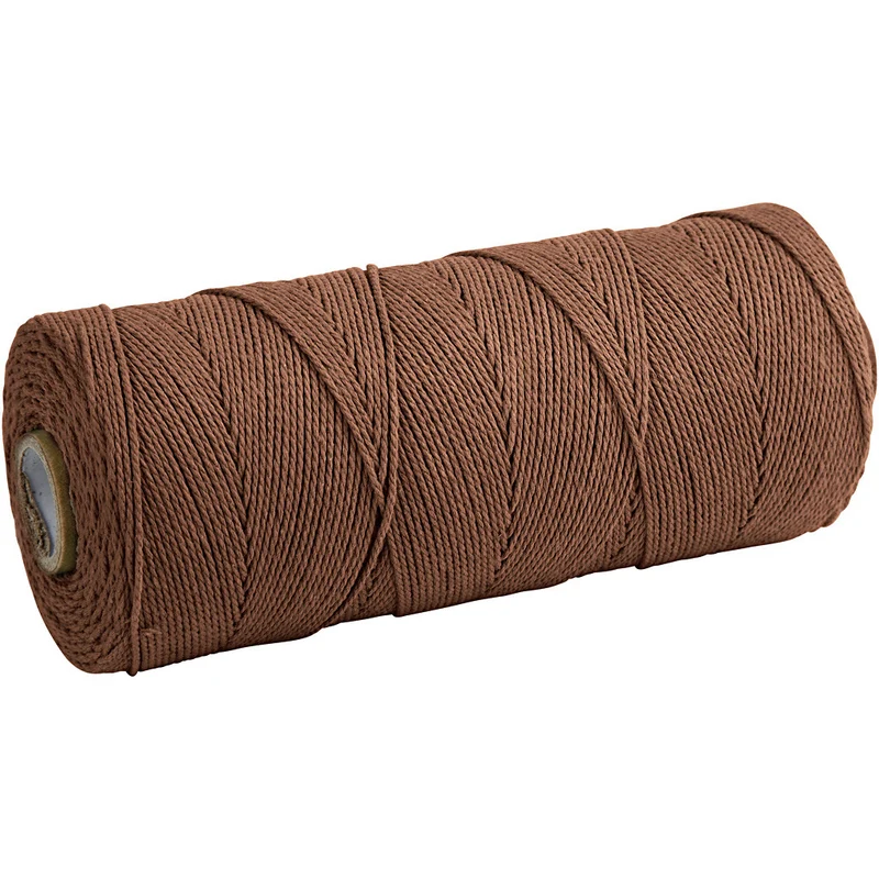 Macramé-Kordel, L 315 M, Dicke 1 mm, Dünne Qualität 12/12, Braun, 220 g/ 1 Knäuel [HOB-41518]