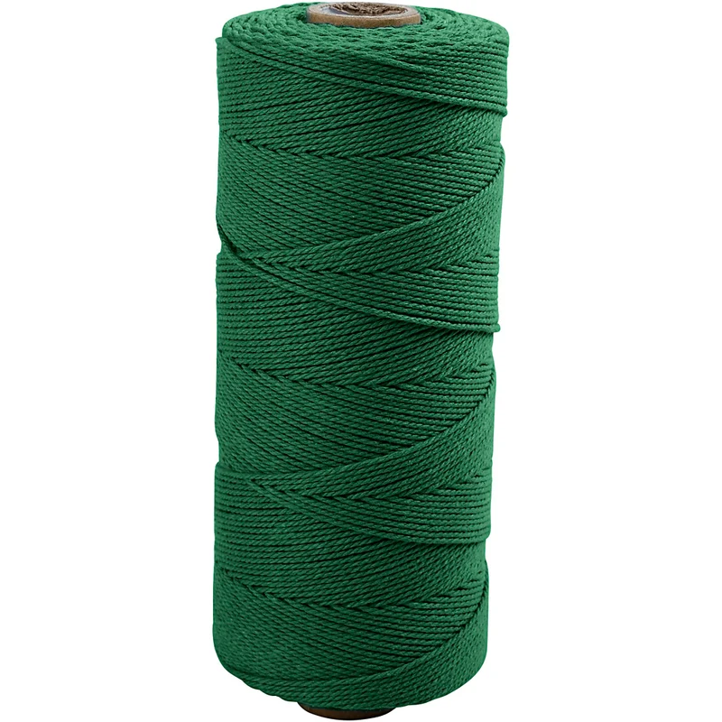 Macramé-Kordel, L 315 M, Dicke 1 mm, Dünne Qualität 12/12, Grün, 220 g/ 1 Knäuel [HOB-41516]