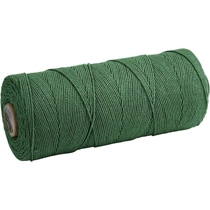 Macramé-Kordel, L 315 M, Dicke 1 mm, Dünne Qualität 12/12, Grün, 220 g/ 1 Knäuel [HOB-41516]