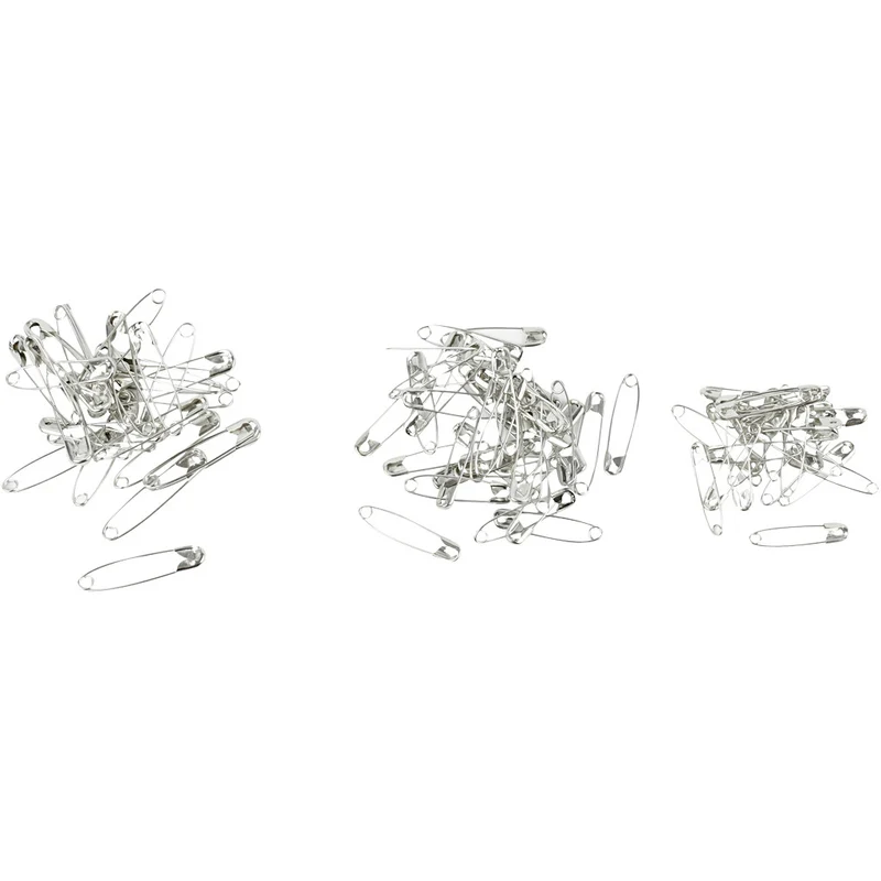 Sicherheitsnadeln, L 28+31+36 mm, Dicke 0,7-0,8 mm, Silber, 600 Stk/ 1 Pck [HOB-41130]