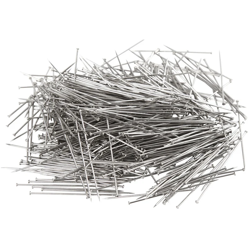 Stecknadeln, L 34 mm, Dicke 0,6 mm, ca. 600 Stk, Silber, 50 g/ 1 Pck [HOB-41129]