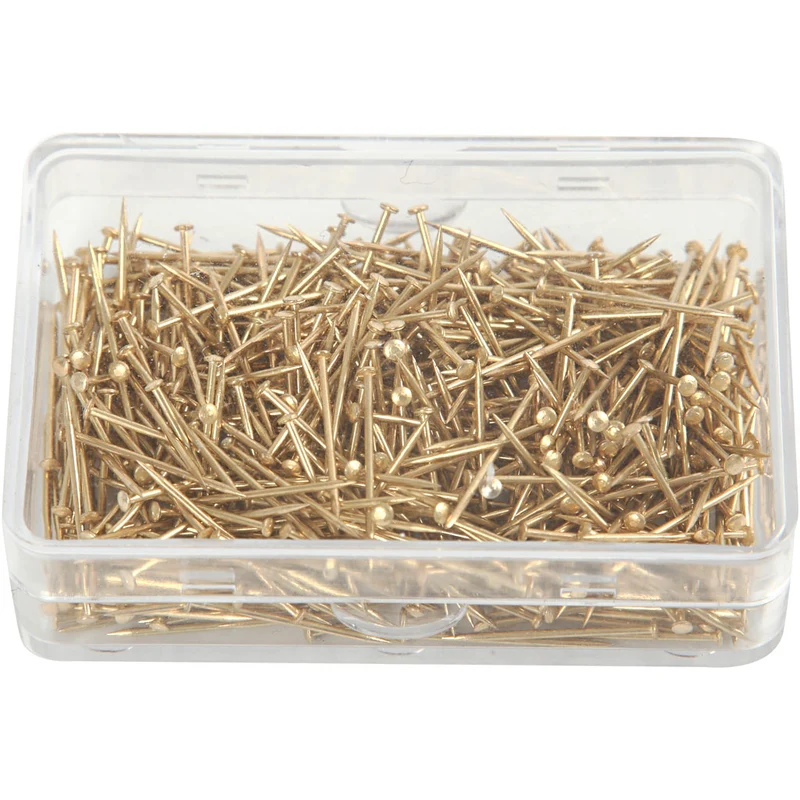Stecknadeln, L 16 mm, Dicke 0,65 mm, ca. 500 Stk, Gold, 35 g/ 1 Pck [HOB-41122]