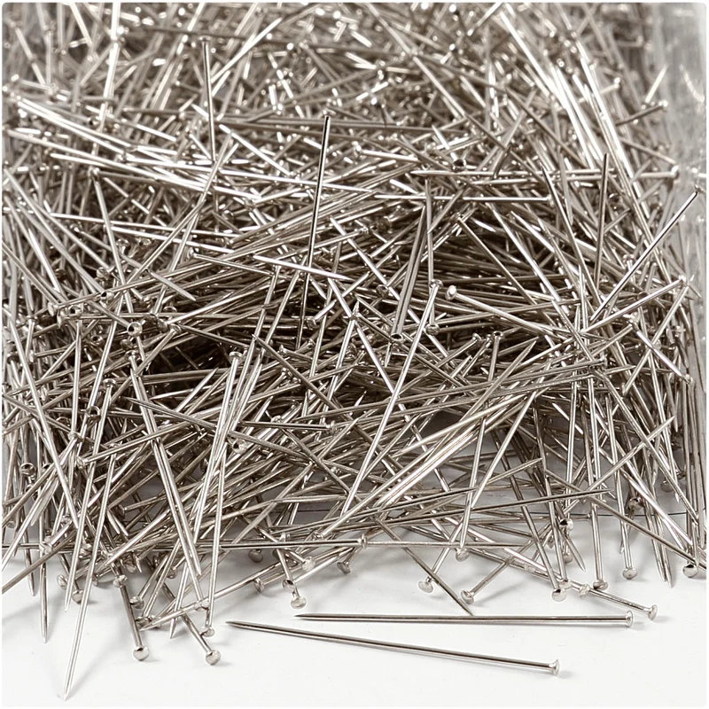 Stecknadeln, L 37 mm, Dicke 0,7 mm, ca. 4500 Stk, Silber, 500 g/ 1 Pck [HOB-41113]