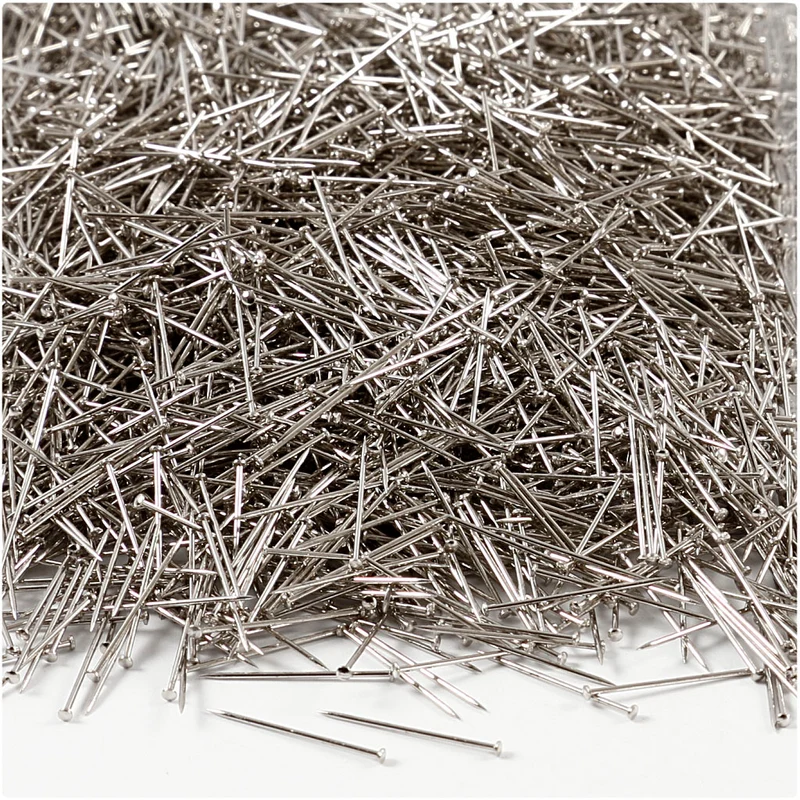 Stecknadeln, L 18 mm, Dicke 0,6 mm, ca. 10000 Stk, Silber, 500 g/ 1 Pck [HOB-41112]