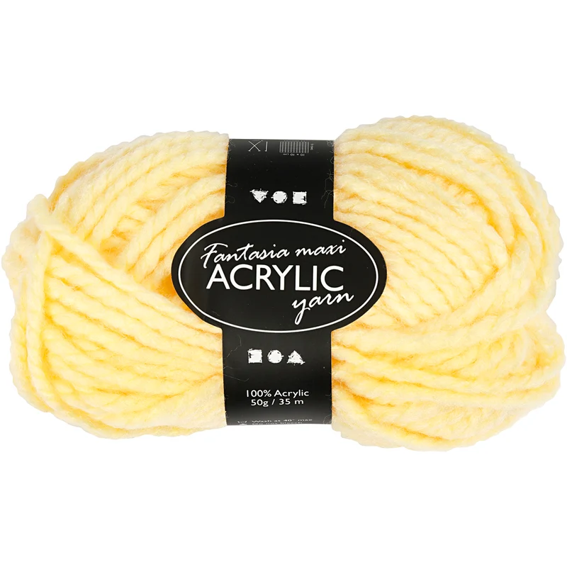 Fantasia Polyacryl-Wolle, L 35 M, Maxi, Hellgelb, 50 g/ 1 Knäuel [HOB-421878]