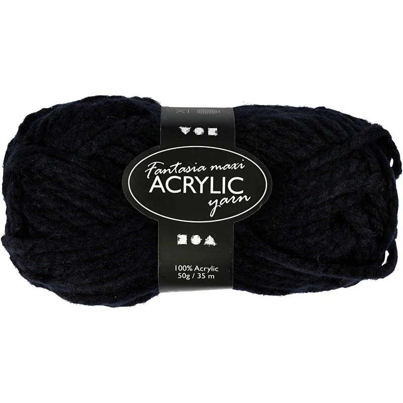 Fantasia Polyacryl-Wolle, L 35 M, Maxi, Schwarz, 50 g/ 1 Knäuel [HOB-421870]