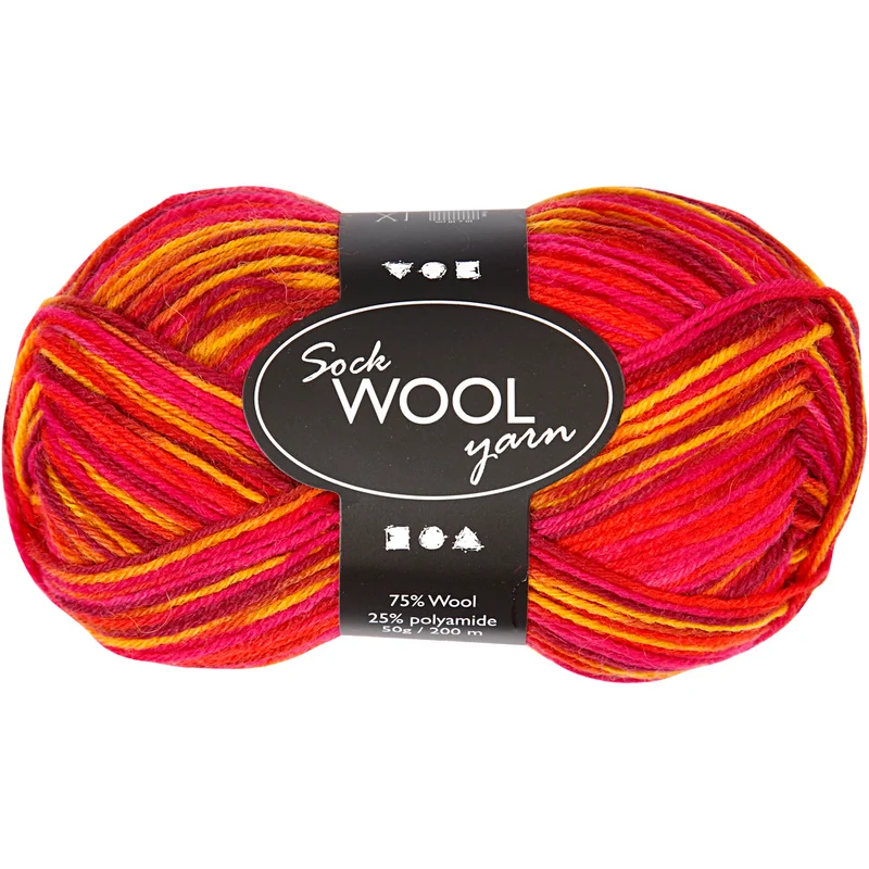 Sockenwolle, L 200 M, Sortierte Farben, 50 g/ 1 Knäuel [HOB-41321]