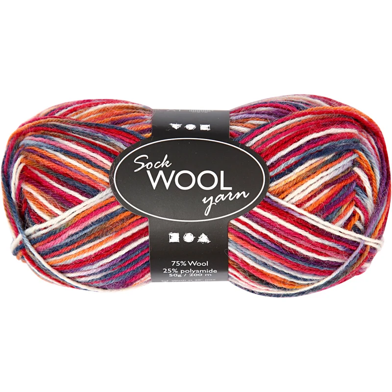 Sockenwolle, L 200 M, Harmonie in Blau-Rot, 50 g/ 1 Knäuel [HOB-41320]