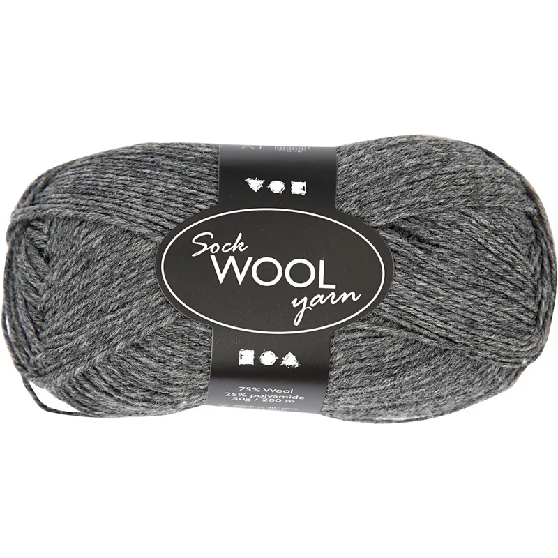 Sockenwolle, L 200 M, Dunkelgrau, 50 g/ 1 Knäuel [HOB-41314]
