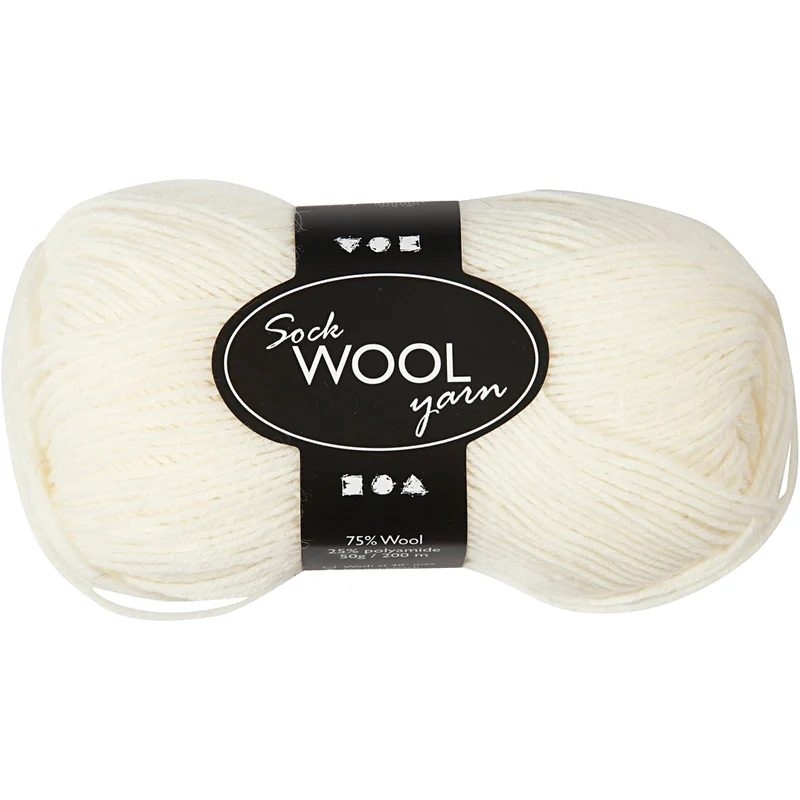 Sockenwolle, L 200 M, Naturweiß, 50 g/ 1 Knäuel [HOB-41311]