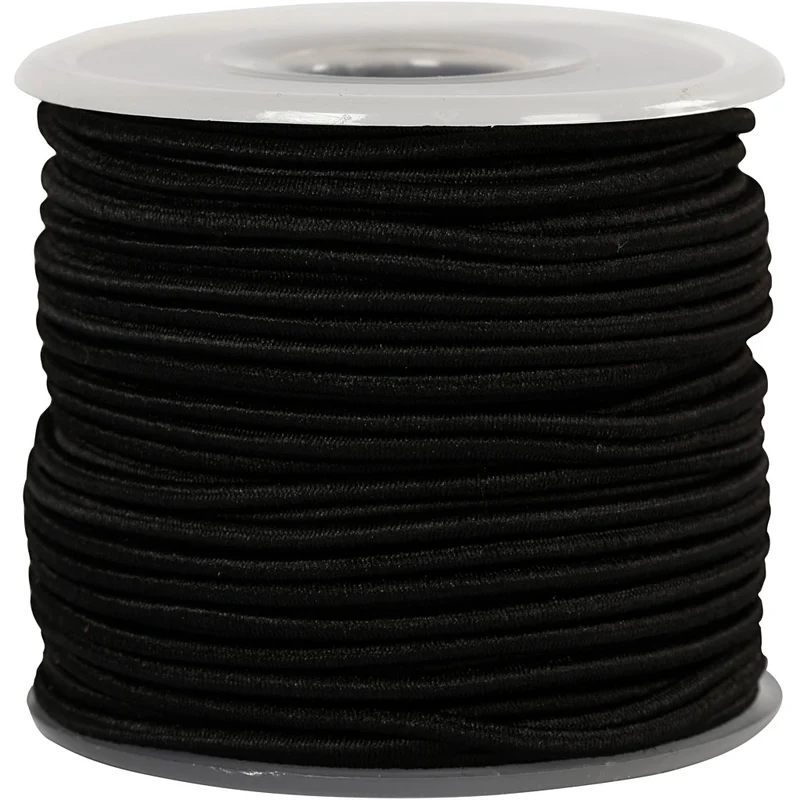 Elastische Schnur, Dicke 2 mm, Schwarz, 25 m/ 1 Rolle [HOB-410370]