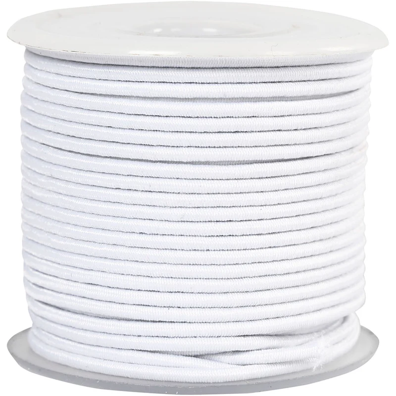 Elastische Schnur, Dicke 2 mm, Weiß, 25 m/ 1 Rolle [HOB-410360]