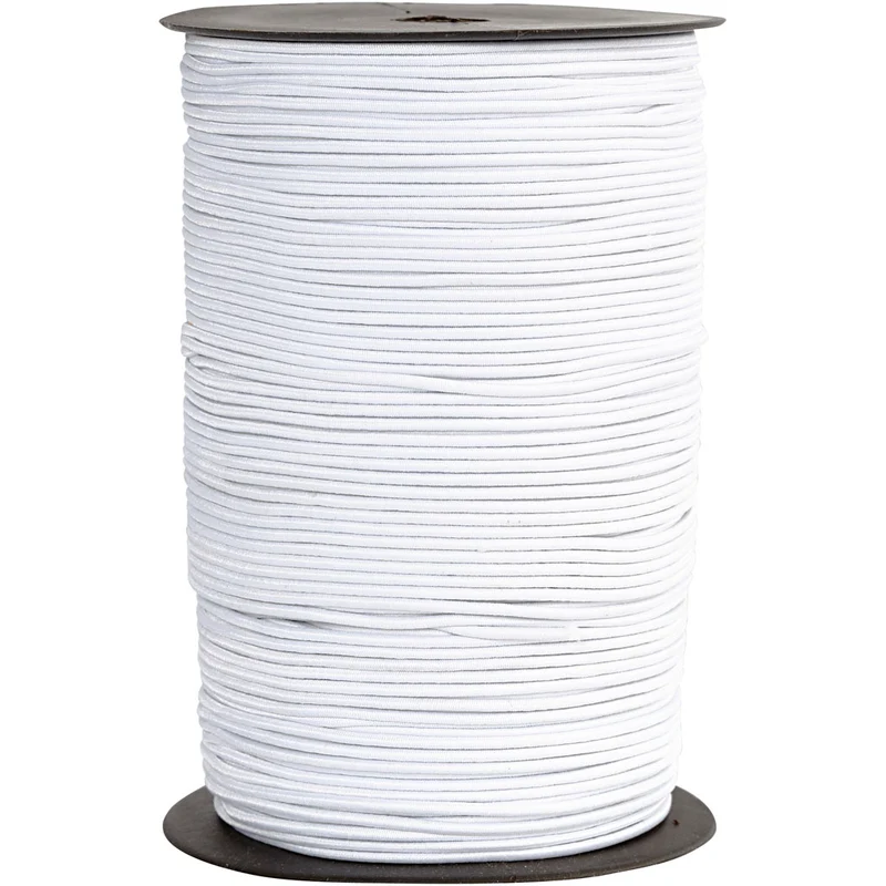Elastische Schnur, Dicke 2 mm, Weiß, 250 m/ 1 Rolle [HOB-41036]