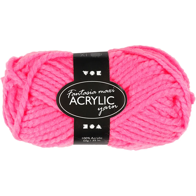 Fantasia Polyacryl-Wolle, L 35 M, Maxi, Neonpink, 50 g/ 1 Knäuel [HOB-421861]