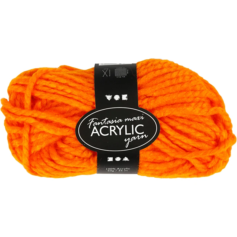 Fantasia Polyacryl-Wolle, L 35 M, Maxi, Neonorange, 50 g/ 1 Knäuel [HOB-421860]