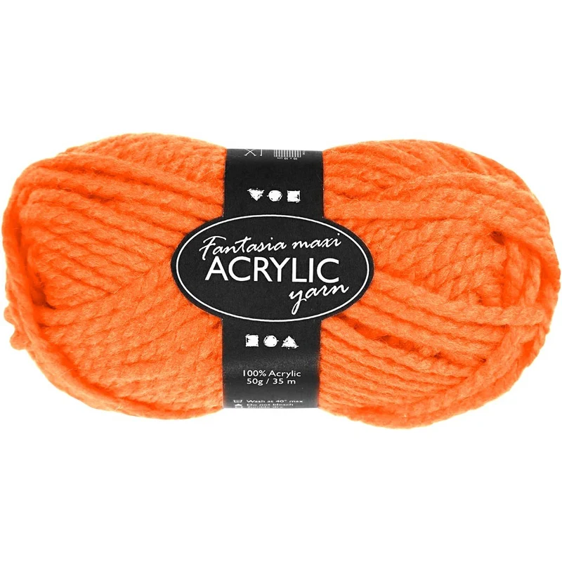 Fantasia Polyacryl-Wolle, L 35 M, Maxi, Neonorange, 50 g/ 1 Knäuel [HOB-421860]