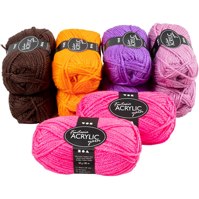 Fantasia Polyacryl Garn, L 80 M, Sortierte Farben, 10x50 g/ 1 Pck [HOB-42184]