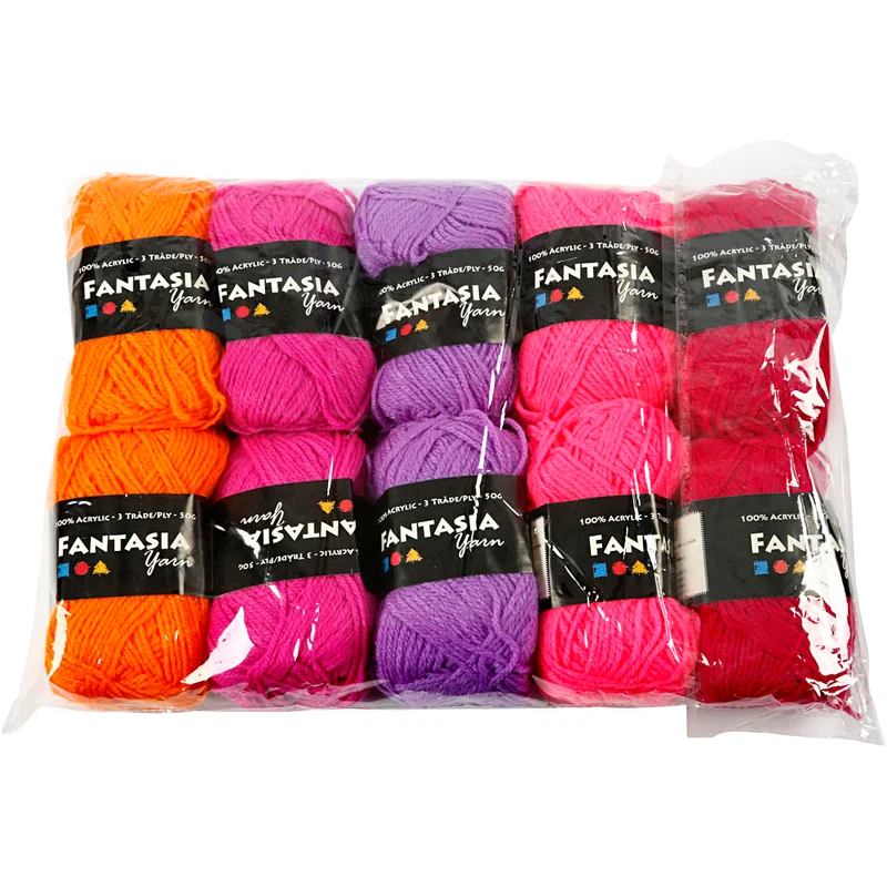 Fantasia Polyacryl Garn, L 80 M, Sortierte Farben, 10x50 g/ 1 Pck [HOB-42184]