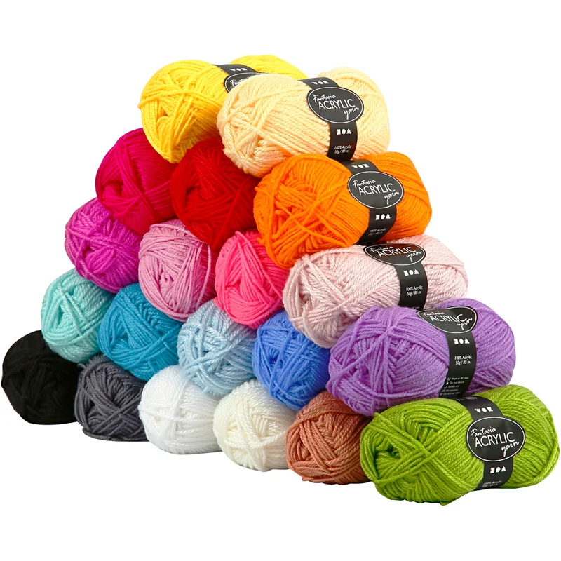 Fantasia Polyacryl Garn, L 80 M, Sortierte Farben, 20x50 g/ 1 Pck [HOB-42181]