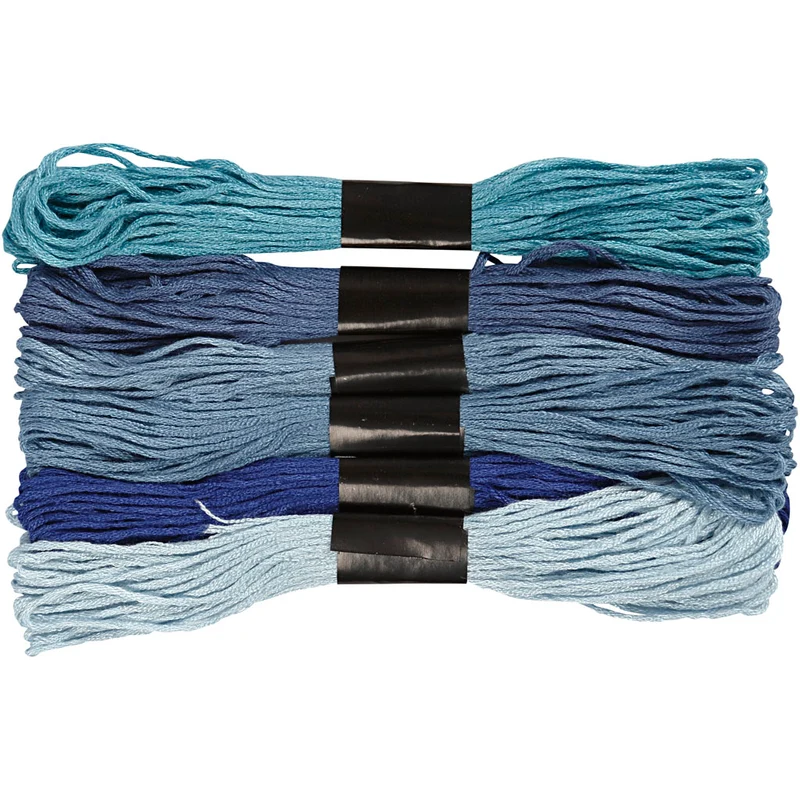 Stickgarn, Dicke 1 mm, Harmonie in Blau, 6 Bündl./ 1 Pck [HOB-412710]