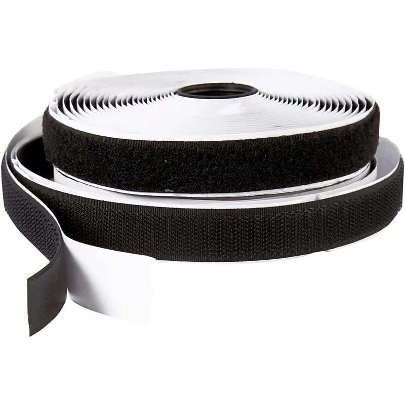 Klettband Haken & Ösen, selbstklebend, B 20 mm, Schwarz, 5 m/ 1 Rolle [HOB-41021]
