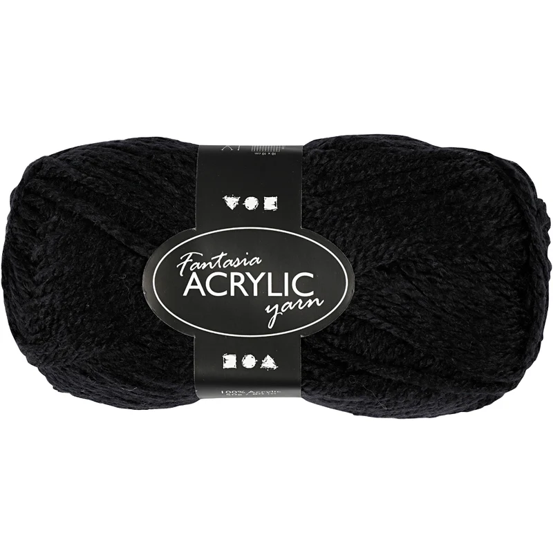 Fantasia Polyacryl Garn, L 80 M, Schwarz, 50 g/ 1 Knäuel [HOB-421750]
