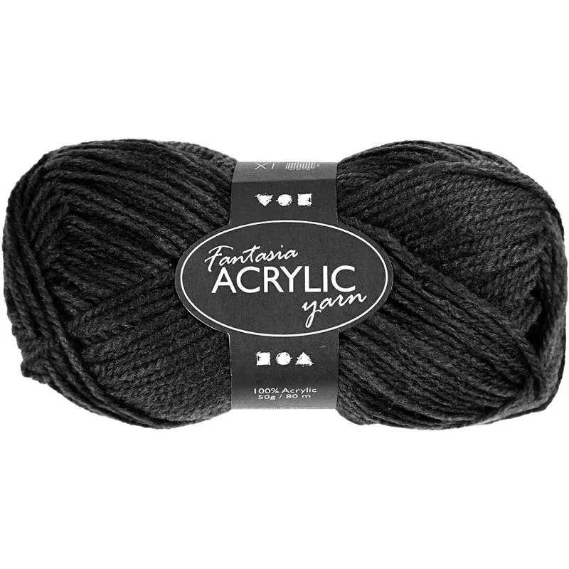 Fantasia Polyacryl Garn, L 80 M, Schwarz, 50 g/ 1 Knäuel [HOB-421750]