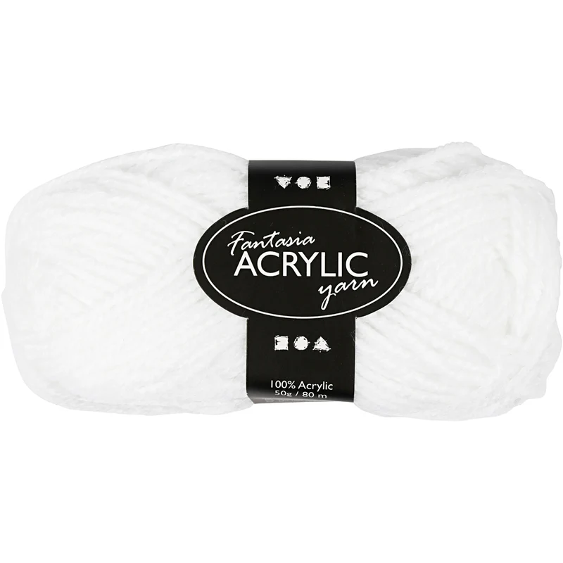 Fantasia Polyacryl Garn, L 80 M, Weiß, 50 g/ 1 Knäuel [HOB-421710]