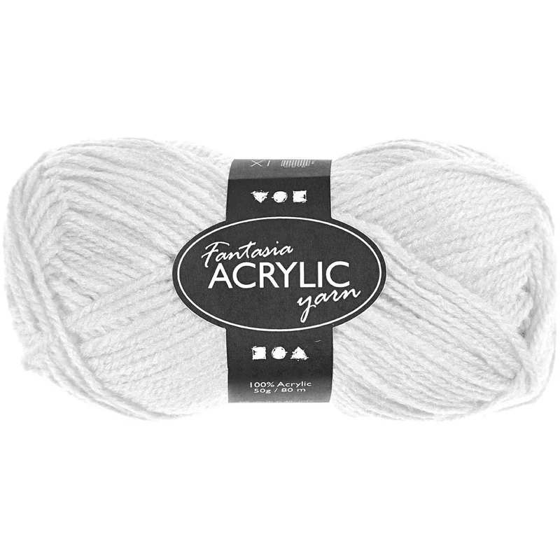 Fantasia Polyacryl Garn, L 80 M, Weiß, 50 g/ 1 Knäuel [HOB-421710]