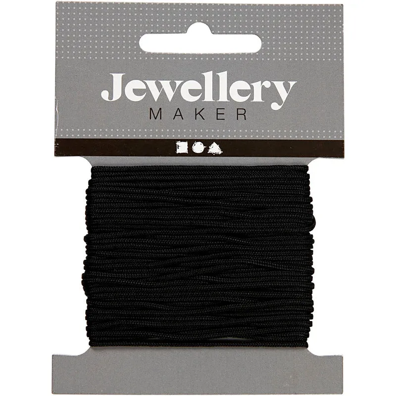 Macramé-Kordel, Dicke 1 mm, Schwarz, 10 m/ 1 Rolle [HOB-41745]