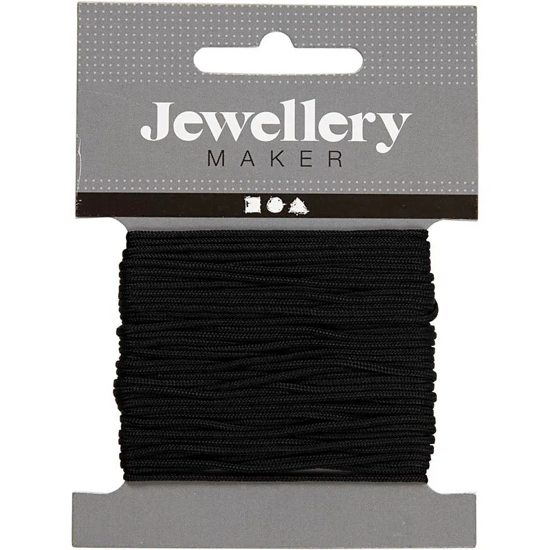 Macramé-Kordel, Dicke 1 mm, Schwarz, 10 m/ 1 Rolle [HOB-41745]