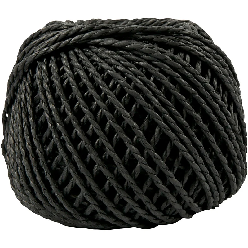 Papiergarn, Dicke 2,5-3 mm, Schwarz, 150 g, 40 m/ 1 Knäuel [HOB-41725]
