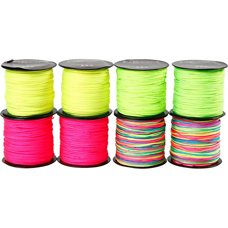 Macramé-Kordel, Dicke 1 mm, Neongrün, Neonpink, Neongelb, Neonmix, 8x28 m/ 1 Pck [HOB-41724]