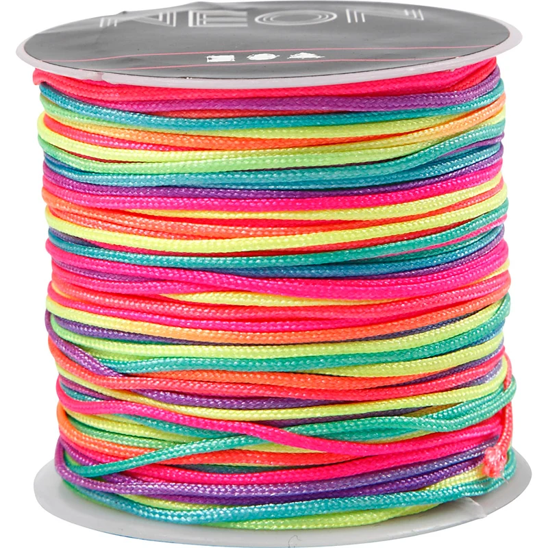Makramée-Schnur, multicolor, Dicke 1 mm, Neonfarben, 28 m/ 1 Rolle [HOB-41723]