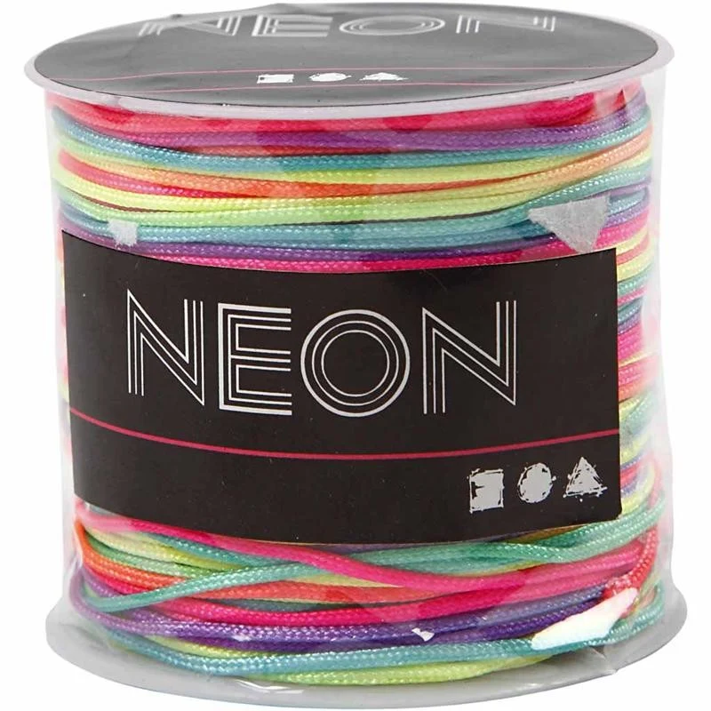 Makramée-Schnur, multicolor, Dicke 1 mm, Neonfarben, 28 m/ 1 Rolle [HOB-41723]