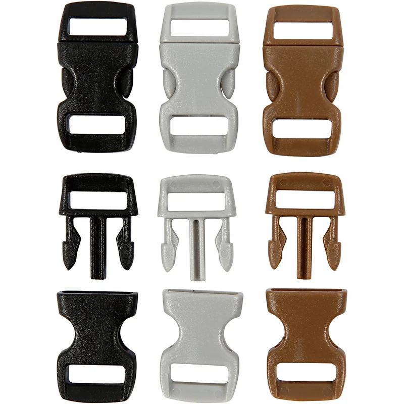 Klickverschluss, L 29 mm, B 15 mm, Lochgröße 3x11 mm, Schwarz, Braun, Grau, 100 Stk/ 1 Pck [HOB-41619]
