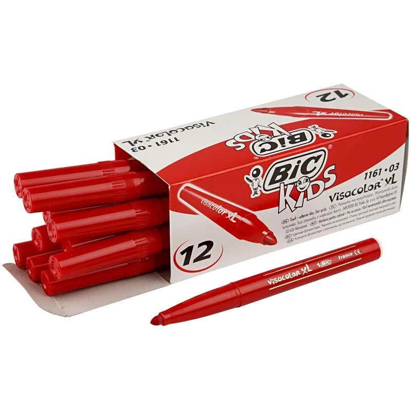 BIC Visa Color Filzstifte, Strichstärke 3 mm, Rot, 12 Stk/ 1 Pck [HOB-37403]