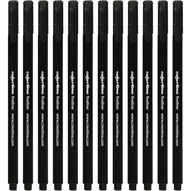 Colortime Fineliner Filzstifte, Strichstärke 0,6-0,7 mm, Schwarz, 12 Stk/ 1 Pck [HOB-373661]